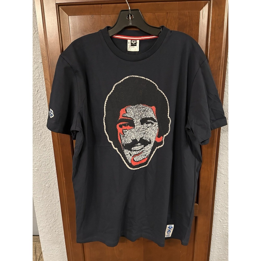 Arena Men's Mark Spitz Big Face T-shirt NWT Large Rare Olympics